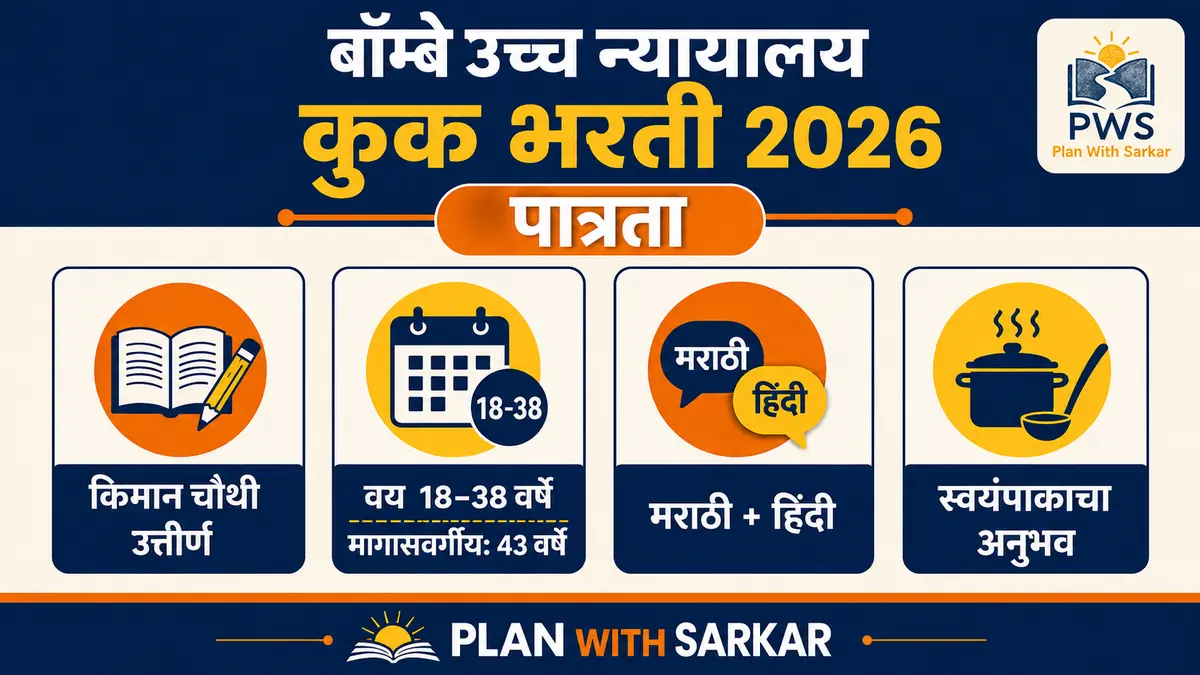 Bombay High Court Cook Bharti 2026 पात्रता व वयोमर्यादा