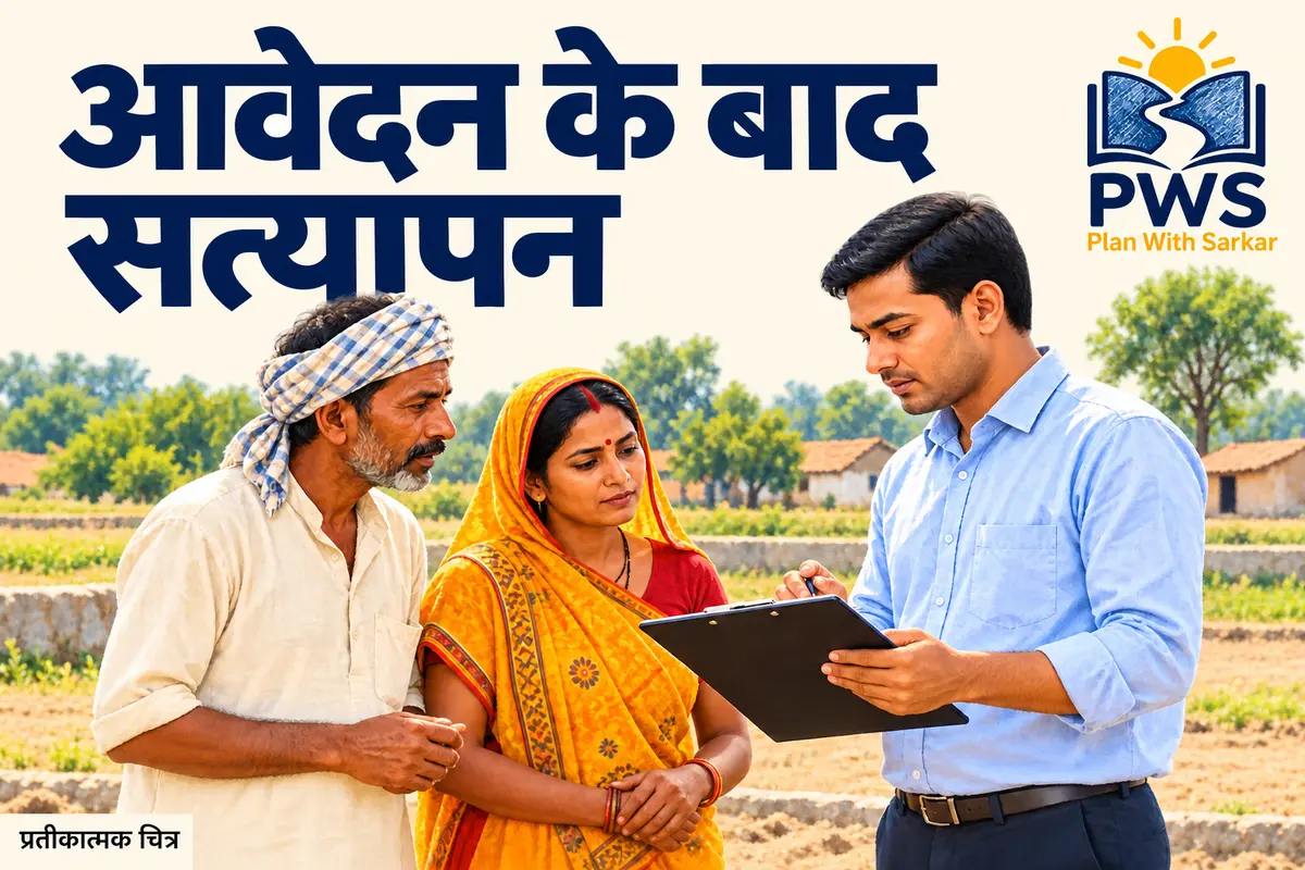परिवार की भूमि संबंधी जानकारी जाँचता कर्मचारी